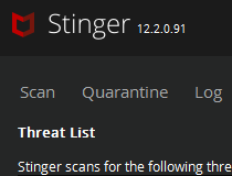 McAfee Stinger Screenshot